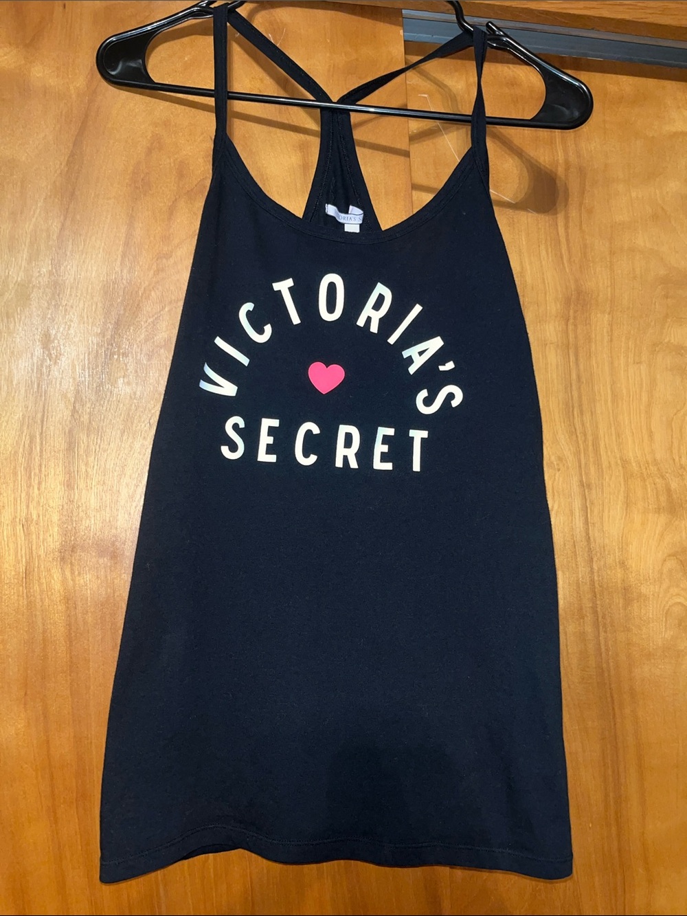 Victoria's Secret Black Tank with Pink Heart Logo